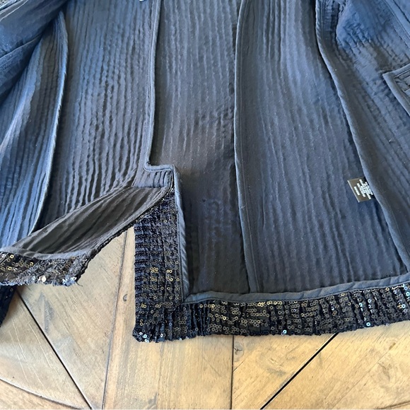 Retail $175 NWT Berek S Black Sequin Blazer Button Pockets Festive Evening Coat - Picture 11 of 12